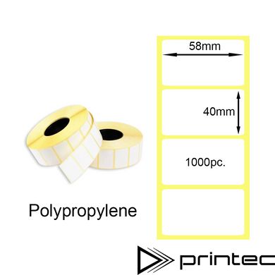 Поліпропіленова етикетка 58x40мм 1000шт. Polypropylene Thermal Transfer Labels  Полипропиленовая этикетка 58x40мм 1000шт.