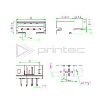 Розъем прямой PH2.0-10P Папа 2.0мм на печатную плату THT, 10PIN