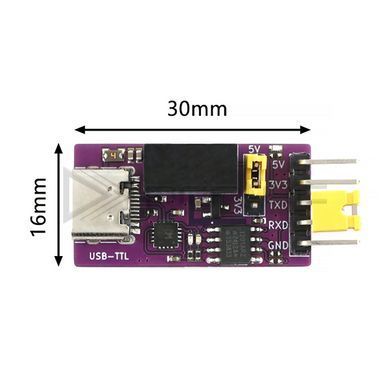 Изолированный преобразователь USB Type-C &ndash; UART (TTL) на чипе CH343, до 6 Мбит/с, 3.3V/5V