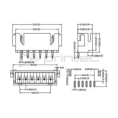 Разъём XH2.54-5P Папа SMD 5PIN