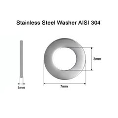 Нержавіюча шайба М3 DIN 125 сталь A2 M3x7x1 Stainless Steel Washer AISI 304