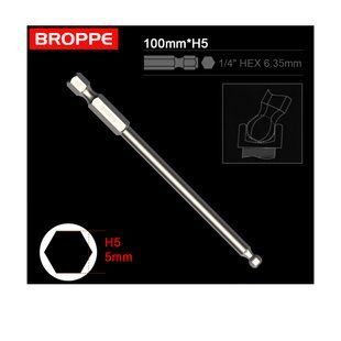 Біта H5 з кульовою головкою BROPPE L=100мм посилена шестигранна 1/4" HEX