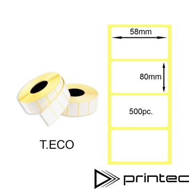 Термоетикетка 58х80 мм 500шт. Т.ЕКО (T.ECO Thermal Labels), Термоэтикетка 58х80 мм 500шт. Т.ЕКО (T.ECO Thermal Labels)