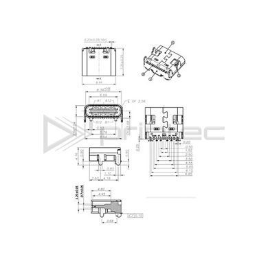 SMD разъём USB Type-C 16P быстрозарядный, горизонтальный с полным креплением, чёрный
