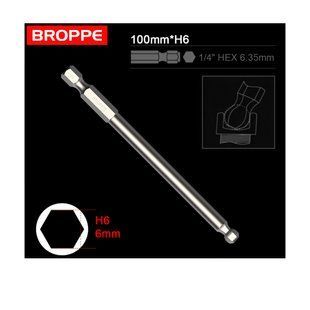 Біта H6 з кульовою головкою BROPPE L=100мм посилена шестигранна 1/4" HEX