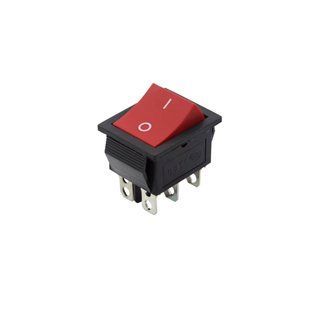 Перемикач KCD4 червоний тумблер, 6 контактів, 2 позиції, On-Off, 220V, 31х25мм