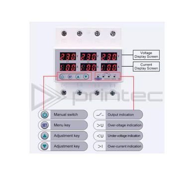 Реле напряжения TOMZN TOVPD3-100VAS 100A 220V Трехфазное мультифункциональное с мониторингом тока, мощности и защитой от перенапряжения