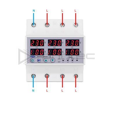 Реле напруги TOMZN TOVPD3-100VAS 100A 220V Трифазне мультифункціональне з моніторингом струму і потужності та захистом від перенапруги