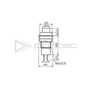 Кнопка DS-213 красная, выключатель без фиксации, нажимная On-Off, круглая 10мм, 2 контакта