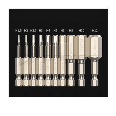 Біта H2 BROPPE L=50мм посилена шестигранна 1/4" HEX