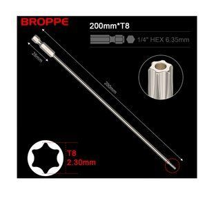 Біта T8 TORX BROPPE L=200мм посилена 1/4" HEX