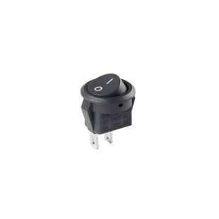 Перемикач KCD11 чорний круглий тумблер, 2 контакти, 2 позиції, On-Off, 220V (верх круглий, низ квадрат)