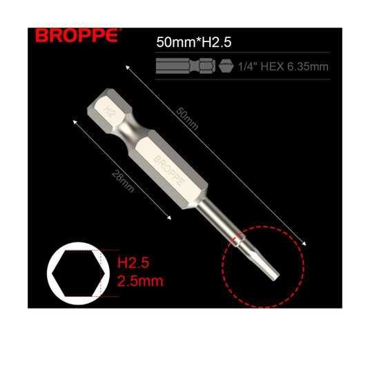 Бита H2.5 BROPPE L=50мм усиленная шестигранная 1/4