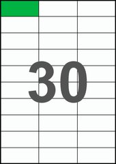 70×29,7мм Самоклеючий папір А4, 30 Етикеток на листі, Упаковка 100 листів