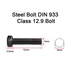 Болт M5 високоміцний 12.9 з шестигранною головкою і повною різьбою DIN 933 M5x12 Class 12.9 Bolt