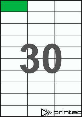 70×29,7мм Самоклеючий папір А4, 30 Етикеток на листі, Упаковка 100 листів