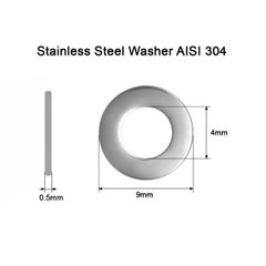 Нержавіюча шайба M4 DIN 125 сталь A2 M4x9x0.5 Stainless Steel Washer AISI 304