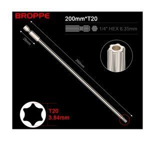 Біта T20 TORX BROPPE L=200мм посилена 1/4" HEX