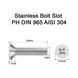 Нержавіючий болт М3 10мм з потайною головкою і шліцем PH M3x10 DIN 965 AISI 304