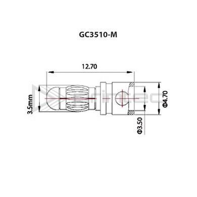 Разъем типа "банан" GC3510-M 25A папа позолоченный для авиамоделей/моторов