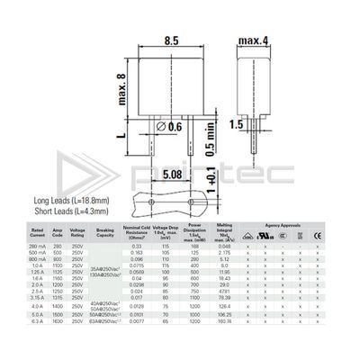 Предохранитель 392 15A 250V квадратный плавкий медленного действия T15A Time-Lag Fuse