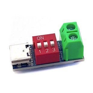 Модуль PD тригер USB Type-C з DIP-перемикачем, 5/9/12/15/20V, до 100 Вт