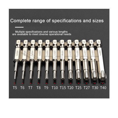 Набір біт TORX для шуруповерта та гайковерта, зірка T 12шт. L=50мм 1/4" HEX BROPPE