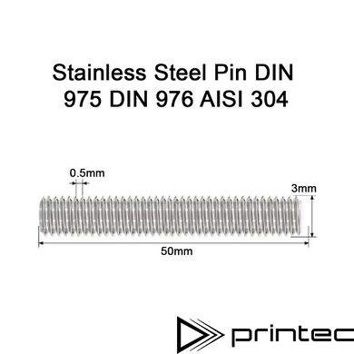 Нержавіюча шпилька М3 L=50мм різьбова M3x50 Stainless Steel A2 Pin DIN 975 DIN 976 AISI 304