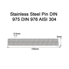 Нержавіюча шпилька М3 L=150мм різьбова M3x150 Stainless Steel A2 Pin DIN 975 DIN 976 AISI 304