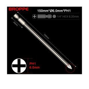 Біта PH1 L=150мм &Oslash;6.0 для шуруповерта та гайковерта посилена 1/4" HEX BROPPE