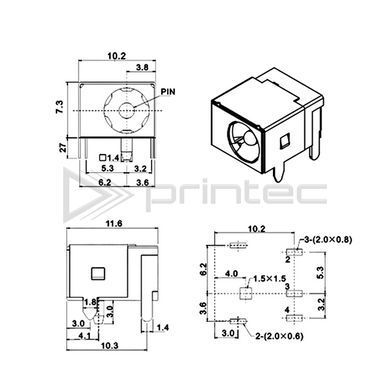 Разъем питания DC-044A 5.5x2.1мм гнездо DC 30V 0.5A (металл)