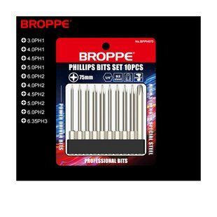 Набір біт PH для шуруповерта та гайковерта L=75мм, 10шт. Philips Impact 1/4" HEX BROPPE