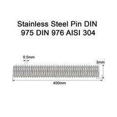 Нержавіюча шпилька М3 L=400мм різьбова M3x400 Stainless Steel A2 Pin DIN 975 DIN 976 AISI 304