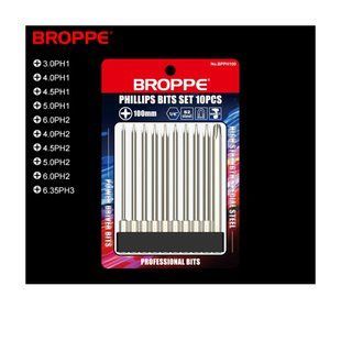 Набір біт PH для шуруповерта та гайковерта L=100мм, 10шт. Philips Impact 1/4" HEX BROPPE