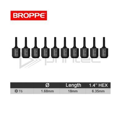 Біта T6 TORX L=18мм коротка посилена S2 BROPPE 1/4" HEX