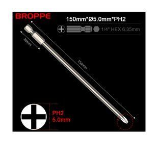 Біта PH2 L=150мм &Oslash;5.0 для шуруповерта та гайковерта посилена 1/4" HEX BROPPE