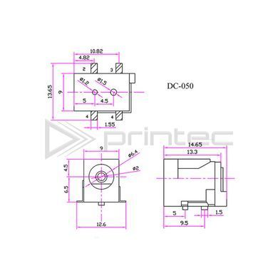 Роз&rsquo;єм живлення DC-050 5.5x2.1мм гніздо DC SMD, пластик