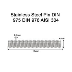 Нержавіюча шпилька М4 L=50мм різьбова M4x50 Stainless Steel A2 Pin DIN 975 DIN 976 AISI 304