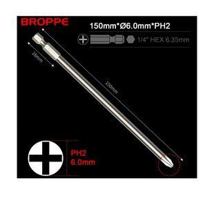 Біта PH2 L=150мм &Oslash;6.0 для шуруповерта та гайковерта посилена 1/4" HEX BROPPE