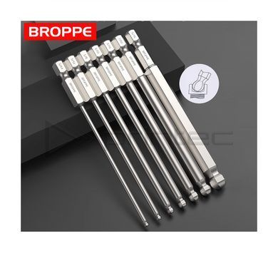 Дюймова шестигранна (HEX) біта 3/32" L=100мм з кульковим наконечником BROPPE