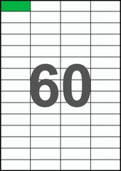 52,5×19,8мм Самоклеящаяся бумага А4, 60 Этикеток на листе, Упаковка 100 листов