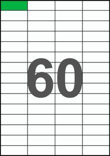52,5&times;19,8мм Самоклеящаяся бумага А4, 60 Этикеток на листе, Упаковка 100 листов
