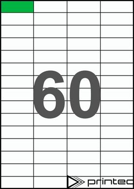 52,5×19,8мм Самоклеючий папір А4, 60 Етикеток на листі, Упаковка 100 листів