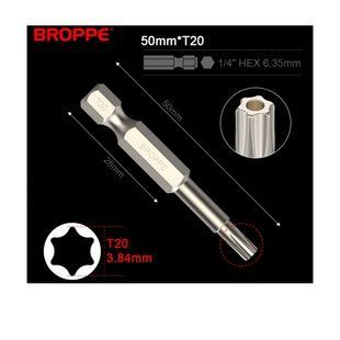 Біта T20 TORX BROPPE L=75мм посилена 1/4" HEX