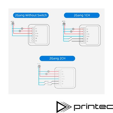 ZigBee розумний міні перемикач DIY Smart Switch 10A 2-gang Tuya, Smart Life