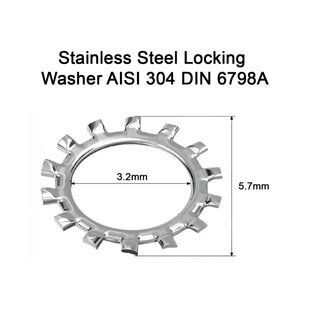 Стопорна нержавіюча шайба М3 із зовнішніми зубами Locking Washer M3 DIN 6798A AISI 304