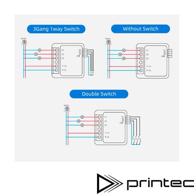 ZigBee розумний міні перемикач DIY Smart Switch 10A 3-gang Tuya, Smart Life