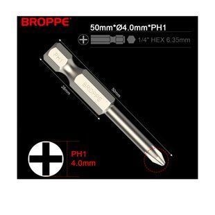 Біта PH1 L=50мм &Oslash;4.0 для шуруповерта та гайковерта посилена 1/4" HEX BROPPE