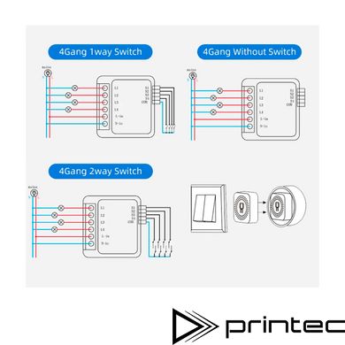 ZigBee умный мини переключатель DIY Smart Switch 10А 4-gang Tuya, Smart Life