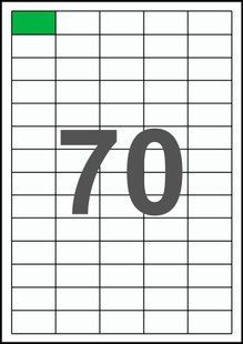 38&times;20мм Самоклеящаяся бумага А4, 70 Этикеток на листе, Упаковка 100 листов